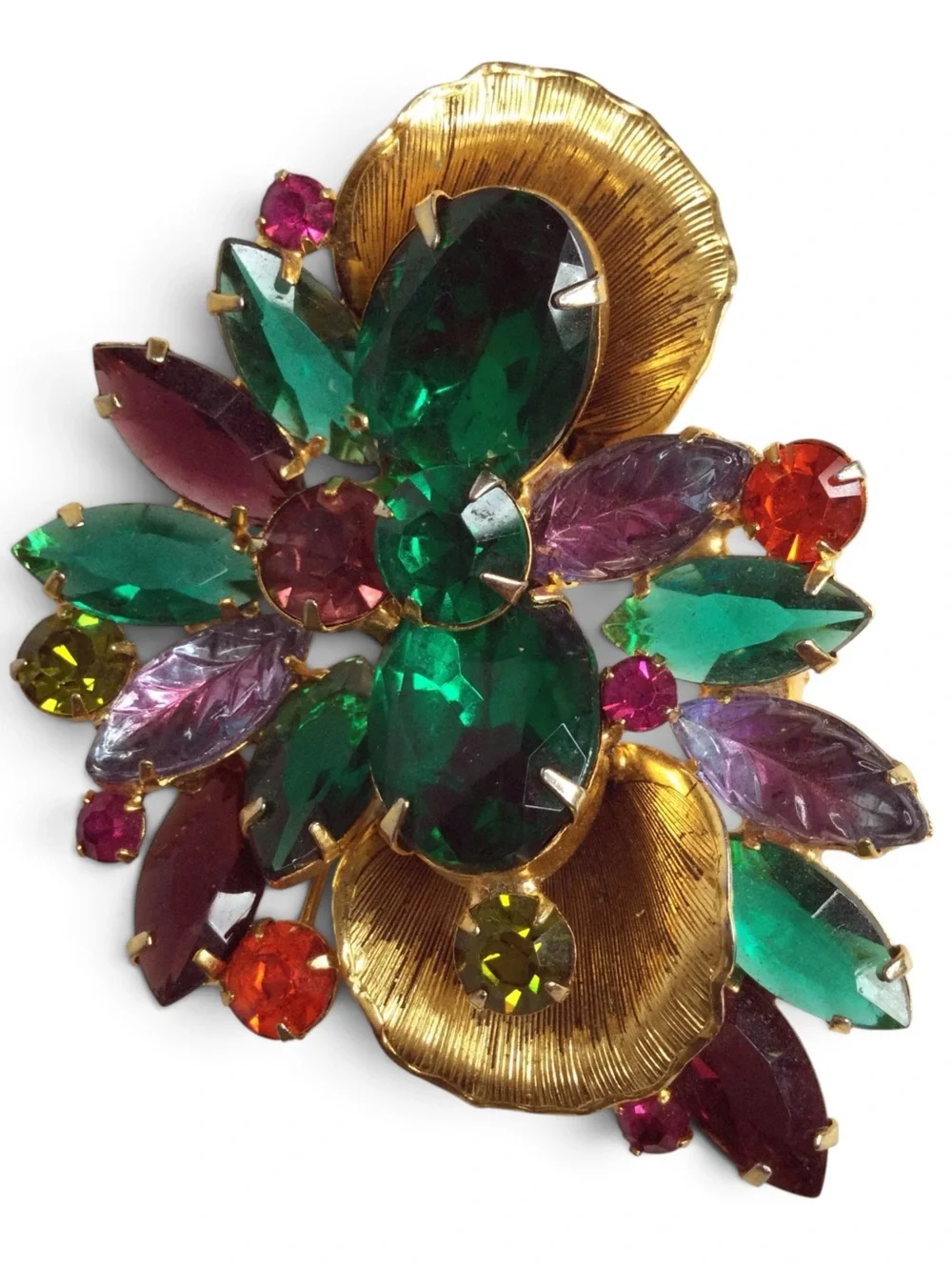 Vintage Juliana D&E Multicolor Rhinestone Floral Spray Brooch